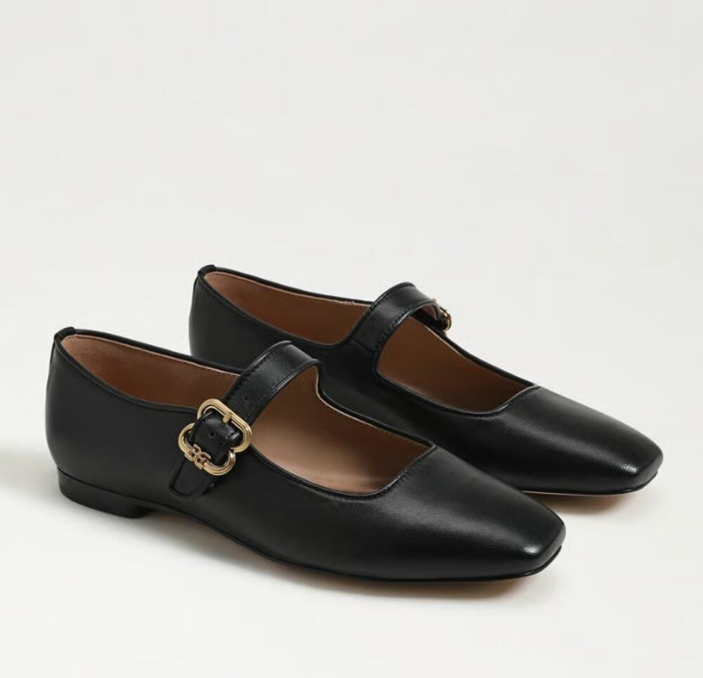 Sam Edelmen Michaela Black Leather Mary Jane Flat NEW Size 8
